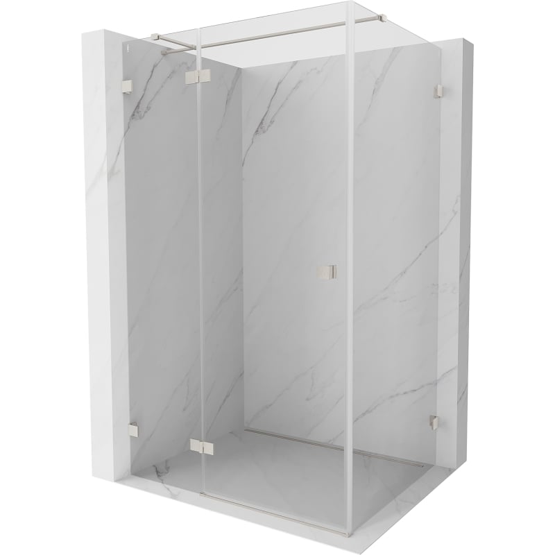 Mexen Lunar T linke, klappbare Duschkabine 90 x 100 cm, transparent, gebürsteter Nickel - 834T-090-100-97-00-L