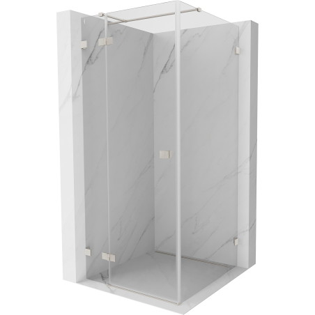 Mexen Lunar T linke, schwenkbare Duschkabine 100 x 100 cm, transparent, gebürstetes Nickel - 834T-100-100-97-00-L
