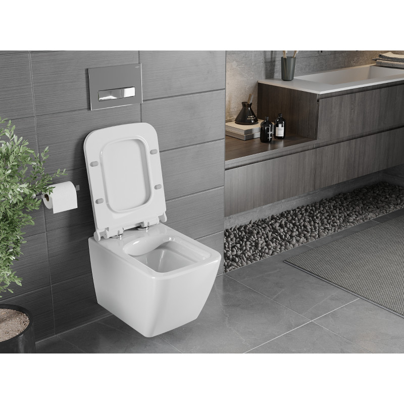 Mexen Vega WC-Schüssel Rimless mit Slim-Absenkautomatik-Sitz, Duroplast, weiß glänzend - 30654000
