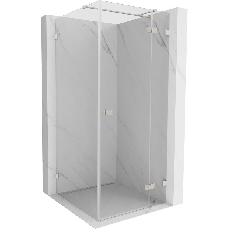 Mexen Lunar T Duschkabine schwenkbar rechts 100 x 100 cm, transparent, gebürstetes Nickel - 834T-100-100-97-00-P