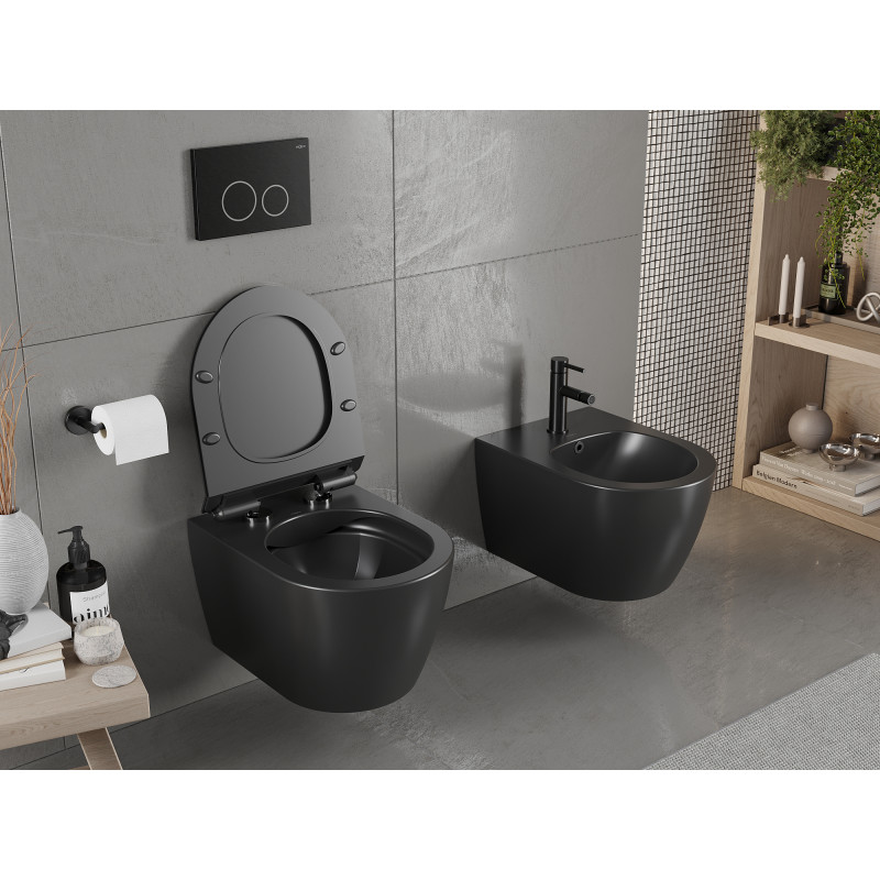 Mexen Carmen WC-Schüssel Rimless mit langsam schließendem Slim-Sitz, Duroplast, schwarz matt - 30880185