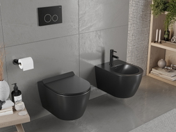 Mexen Carmen WC-Schüssel Rimless mit langsam schließendem Slim-Sitz, Duroplast, schwarz matt - 30880185