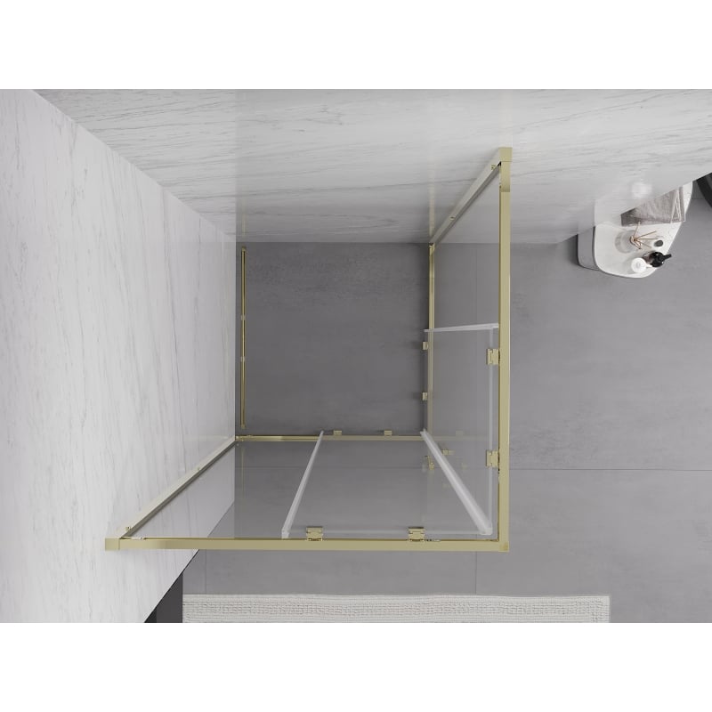 Mexen Exo quadratische Schiebeduschkabine 85 x 85 cm, transparent, gold - 8111-085-085-50-00