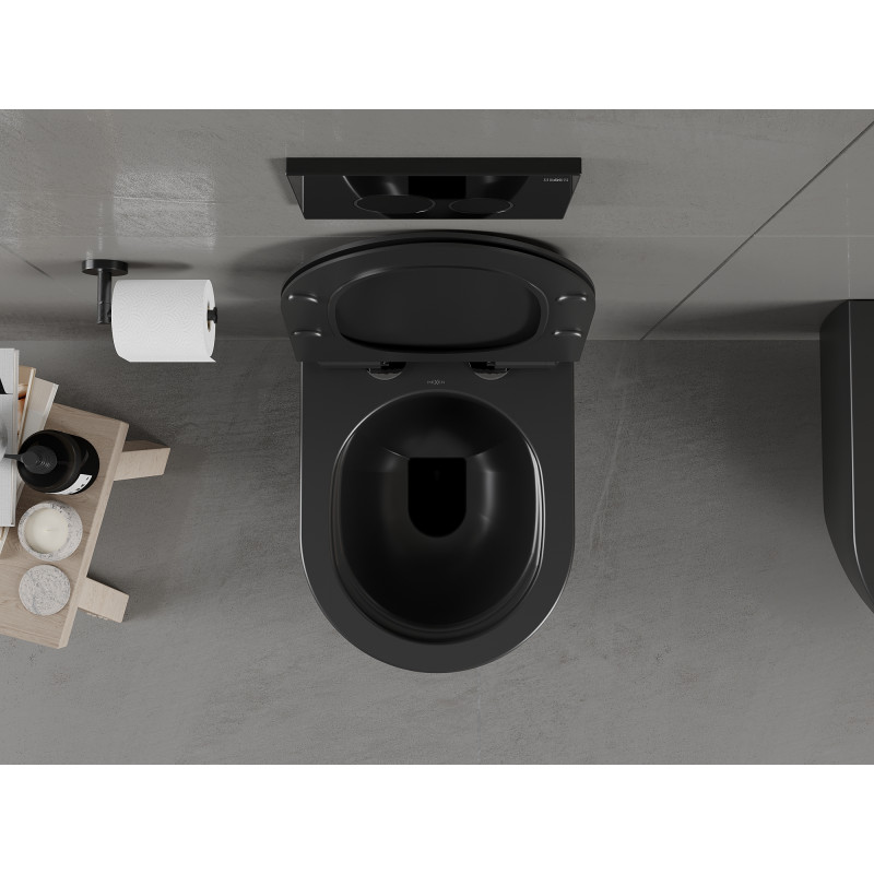 Mexen Carmen WC-Schüssel Rimless mit langsam schließendem Slim-Sitz, Duroplast, schwarz matt - 30880185