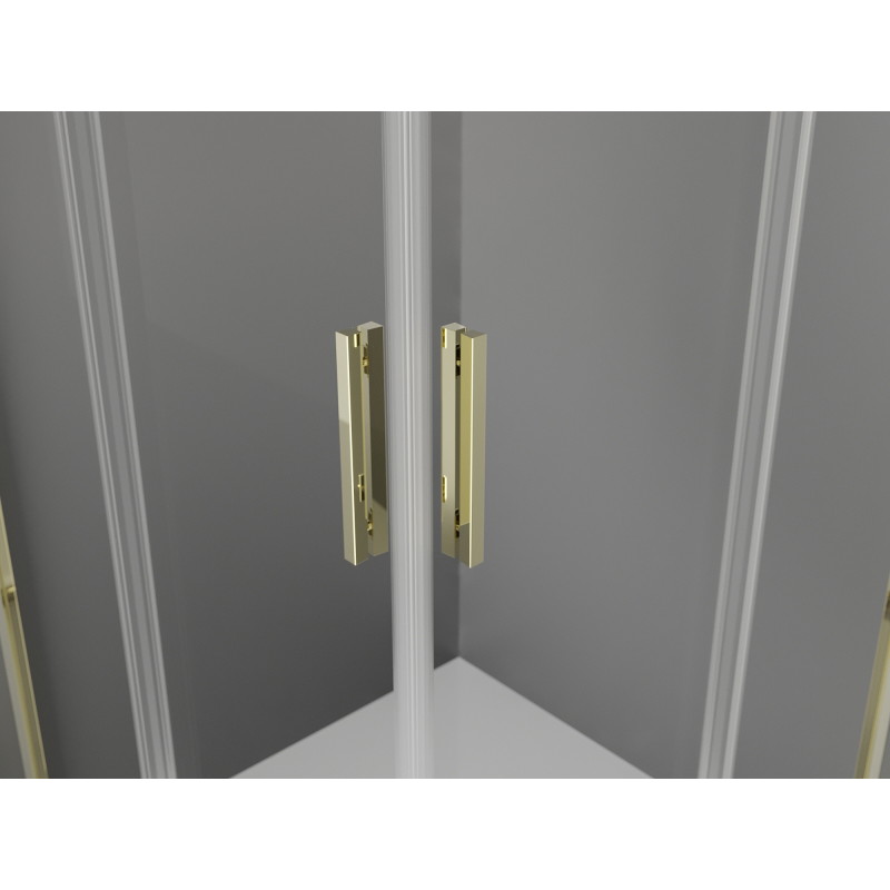 Mexen Exo quadratische Schiebeduschkabine 85 x 85 cm, transparent, gold - 8111-085-085-50-00