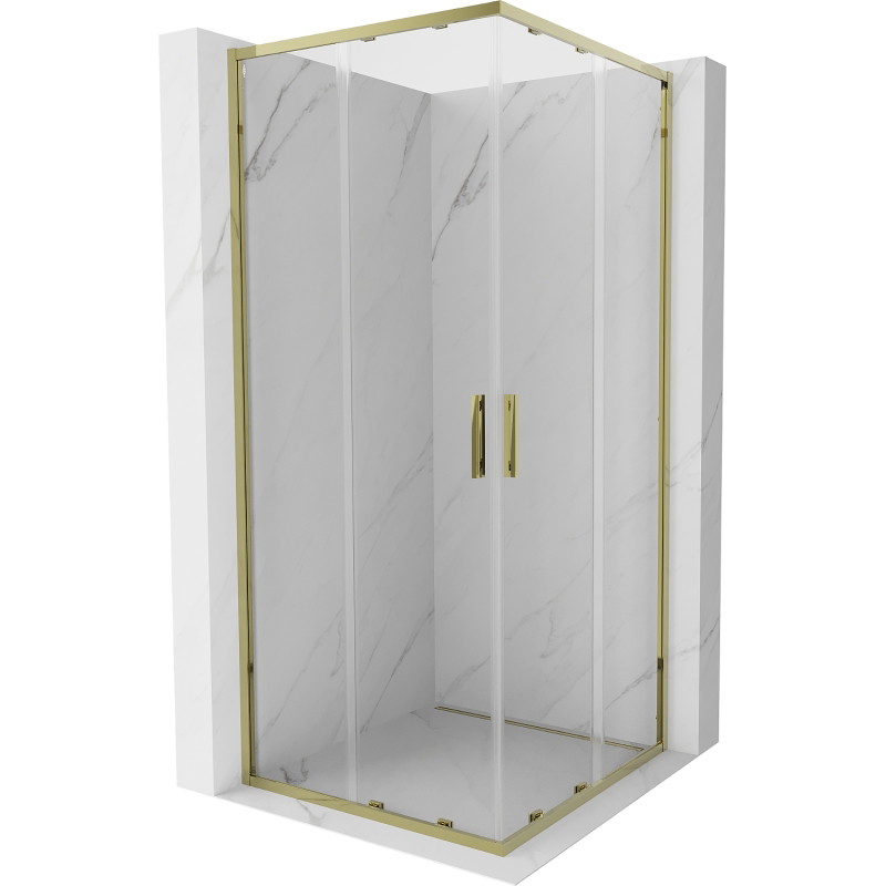Mexen Exo-S Duo quadratische Duschkabine mit Schiebetüren 85 x 85 cm, transparent, gold - 8111-085-085-50-00