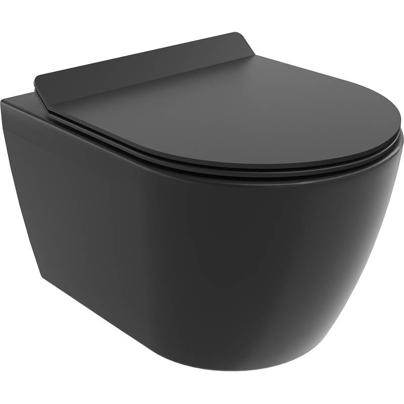 Mexen Carmen WC-Schüssel Rimless mit langsam schließendem Slim-Sitz, Duroplast, schwarz matt - 30880185