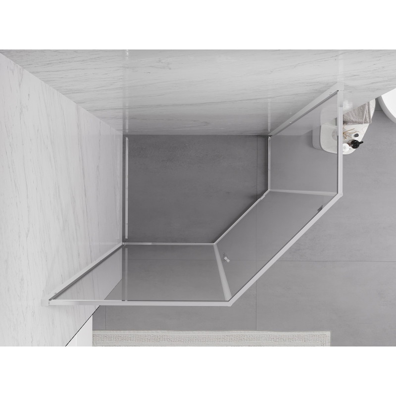 Mexen Exo-R fünfeckige Duschkabine, schwingbar 90 x 80 cm, transparent, Chrom - 812-090-080-01-00
