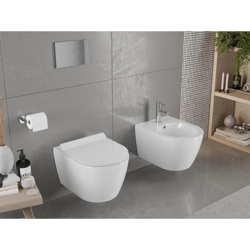 Mexen Carmen WC-Schüssel Rimless mit Slim-Absenkautomatik aus Duroplast, weiß glänzend - 30880100