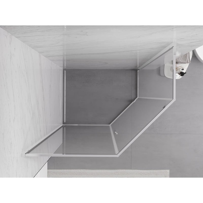 Mexen Exo fünfeckige Duschecke, schwenkbar 100 x 80 cm, transparent, Chrom - 812-100-080-01-00