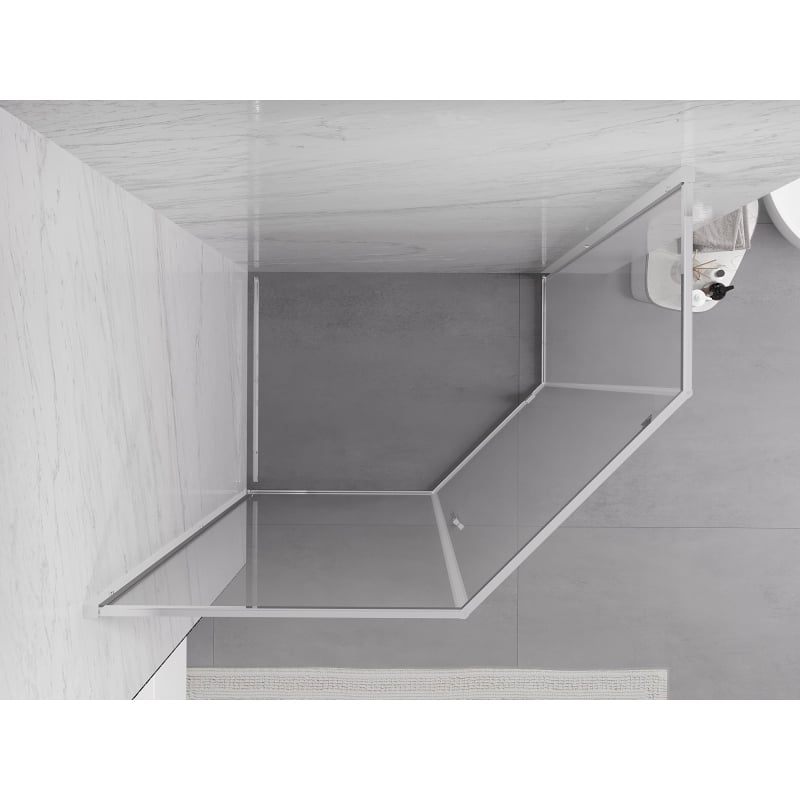 Mexen Exo-R fünfeckige, schwingbare Duschkabine 100 x 80 cm, transparent, chrom - 812-100-080-01-00