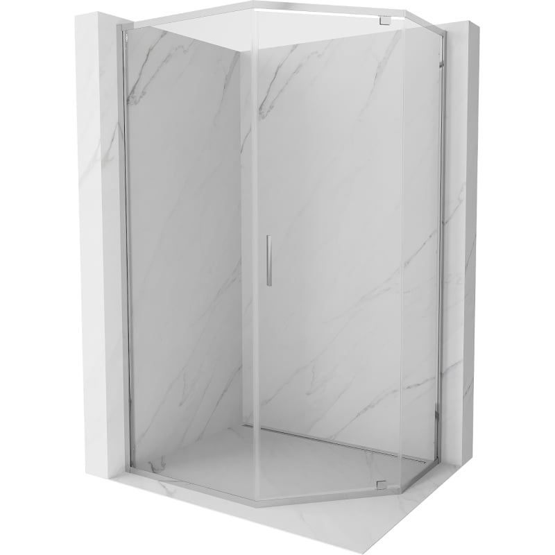 Mexen Exo-R fünfeckige, schwingbare Duschkabine 100 x 80 cm, transparent, chrom - 812-100-080-01-00