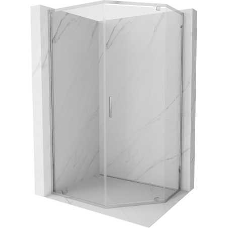 Mexen Exo fünfeckige Duschecke, schwenkbar 100 x 80 cm, transparent, Chrom - 812-100-080-01-00