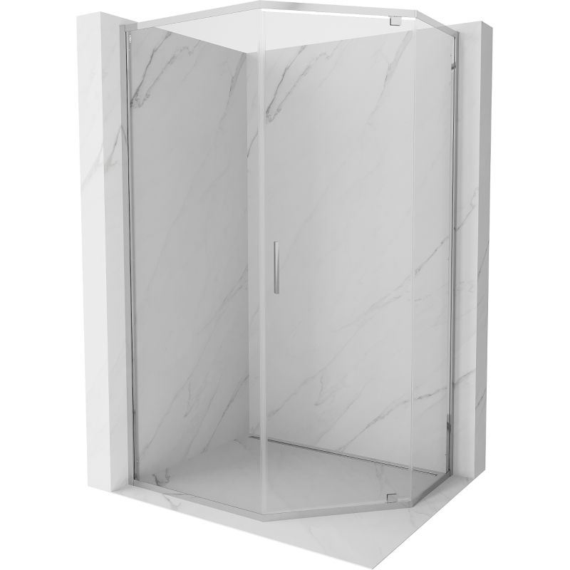 Mexen Exo fünfeckige Duschkabine mit Tür 100 x 90 cm, transparent, Chrom - 812-100-090-01-00