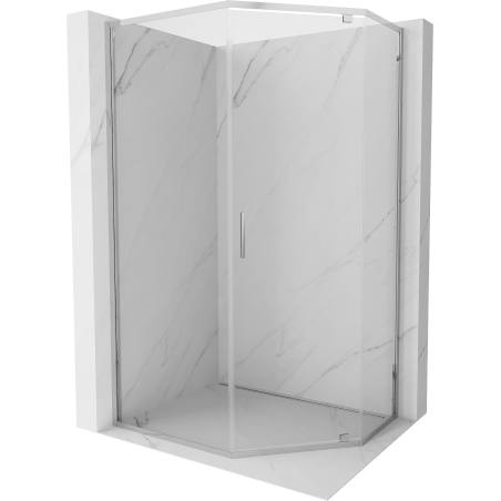 Mexen Exo fünfeckige Duschkabine mit Tür 100 x 90 cm, transparent, Chrom - 812-100-090-01-00