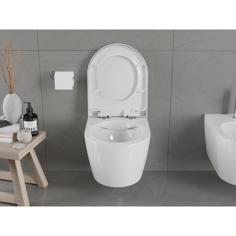 Mexen Carmen WC-Schüssel Rimless mit langsam schließendem, hartem Sitz, Duroplast, glänzend weiß - 30880200