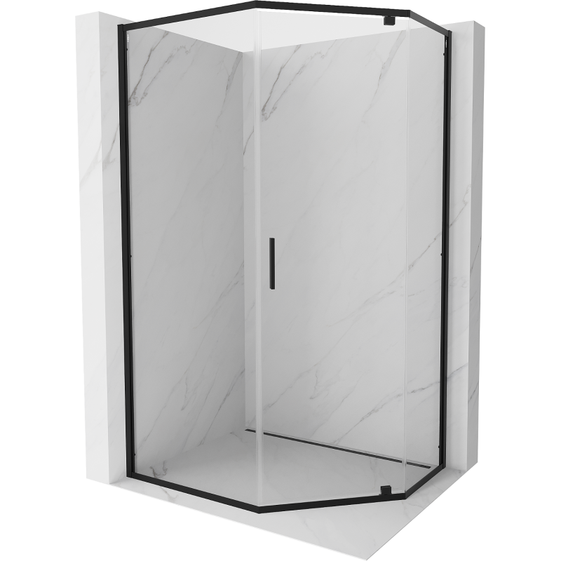 Mexen Exo fünfeckige Duschecke 90 x 80 cm, transparent, schwarz - 812-090-080-70-00