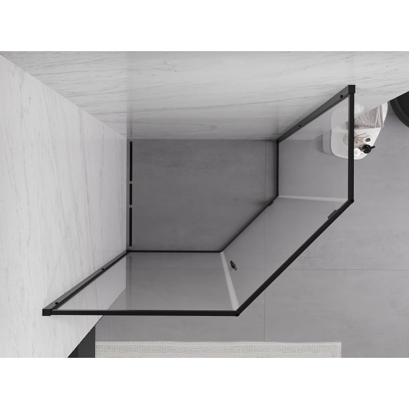 Mexen Exo Fünfeckige Duschkabine Schwenkbar 100 x 80 cm, Transparent, Schwarz - 812-100-080-70-00