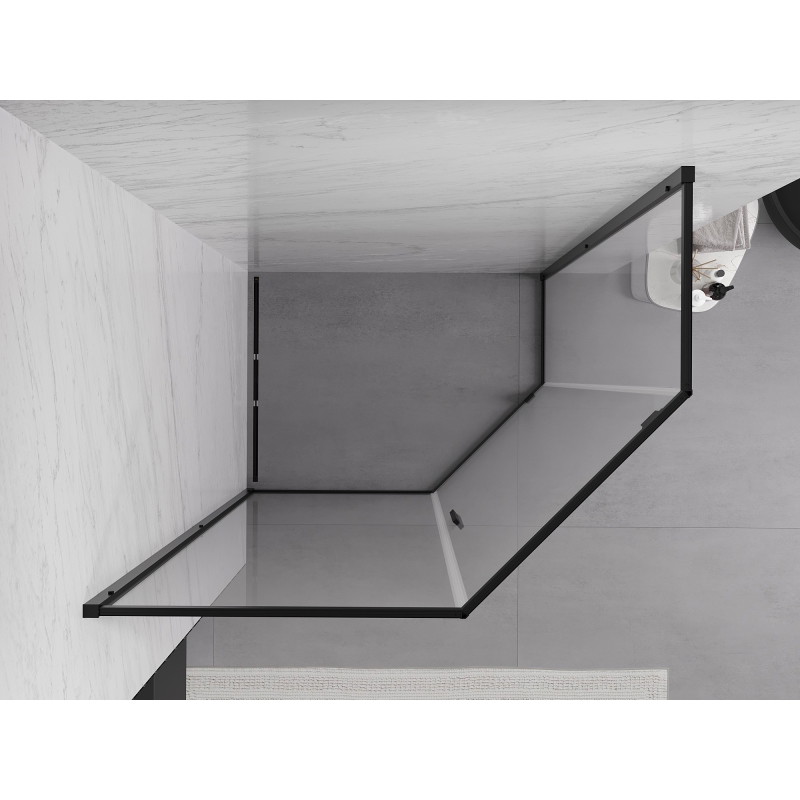 Mexen Exo-R fünfeckige Duschkabine 100 x 80 cm, transparent, schwarz - 812-100-080-70-00