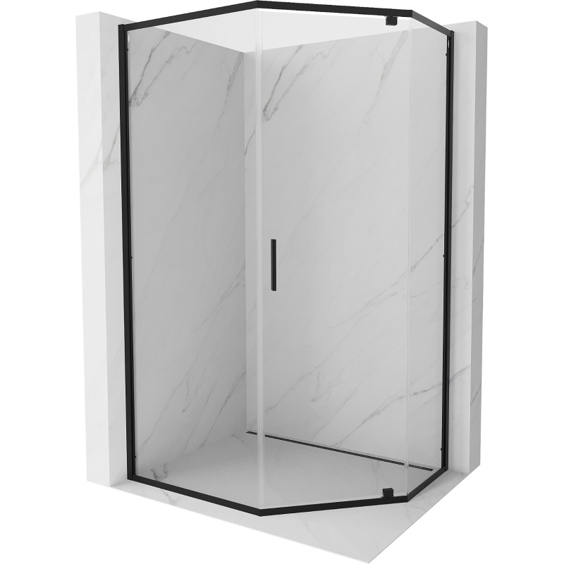 Mexen Exo-R fünfeckige Duschkabine 100 x 80 cm, transparent, schwarz - 812-100-080-70-00