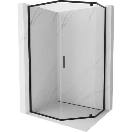Mexen Exo Fünfeckige Duschkabine Schwenkbar 100 x 80 cm, Transparent, Schwarz - 812-100-080-70-00