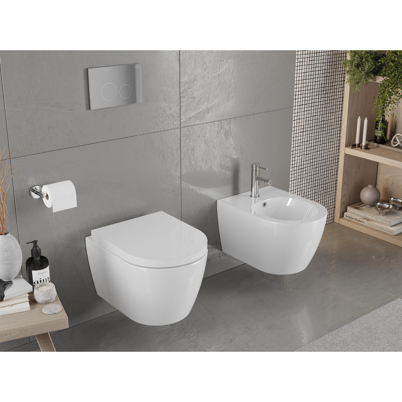 Mexen Carmen WC-Schüssel Rimless mit langsam schließendem, hartem Sitz, Duroplast, glänzend weiß - 30880200