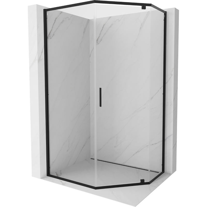 Mexen Exo Fünfeck-Duschkabine mit Klapptür 100 x 90 cm, transparent, schwarz - 812-100-090-70-00