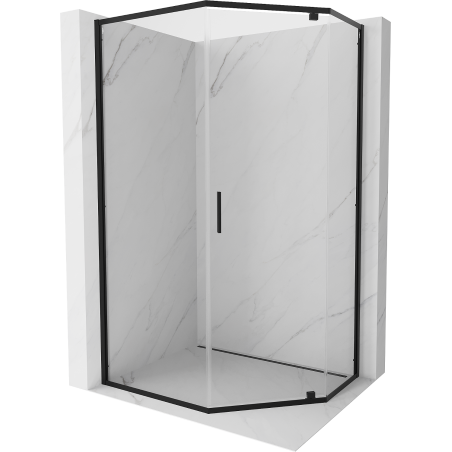 Mexen Exo Fünfeck-Duschkabine mit Klapptür 100 x 90 cm, transparent, schwarz - 812-100-090-70-00