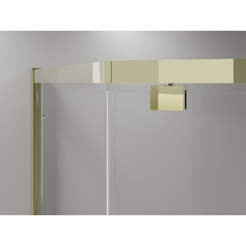 Mexen Exo fünfeckige Duschkabine mit Schwingtür 90 x 80 cm, transparent, gold - 812-090-080-50-00