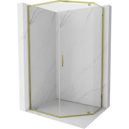 Mexen Exo Fünfeck-Duschkabine schwenkbar 100 x 80 cm, transparent, gold - 812-100-080-50-00