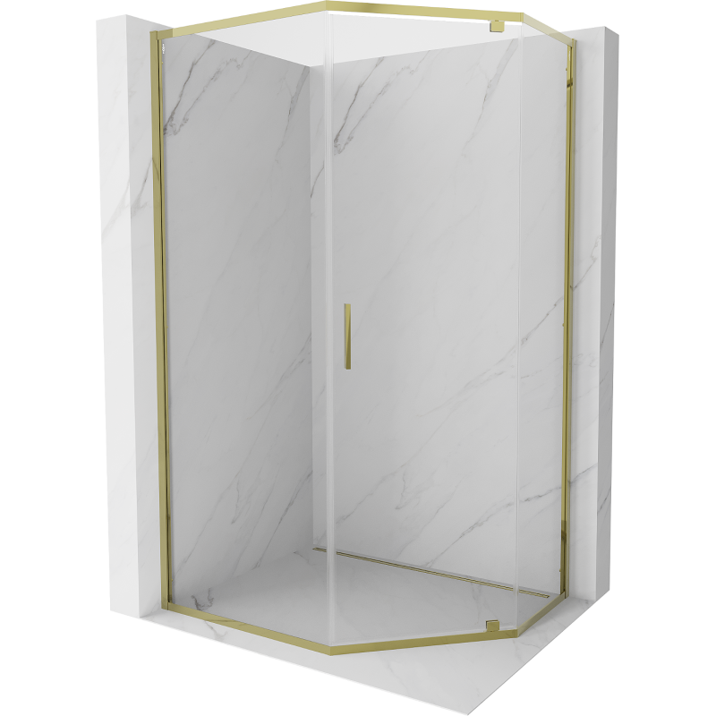 Mexen Exo Fünfeckige Duschkabine mit Schwingtür 100 x 90 cm, transparent, gold - 812-100-090-50-00