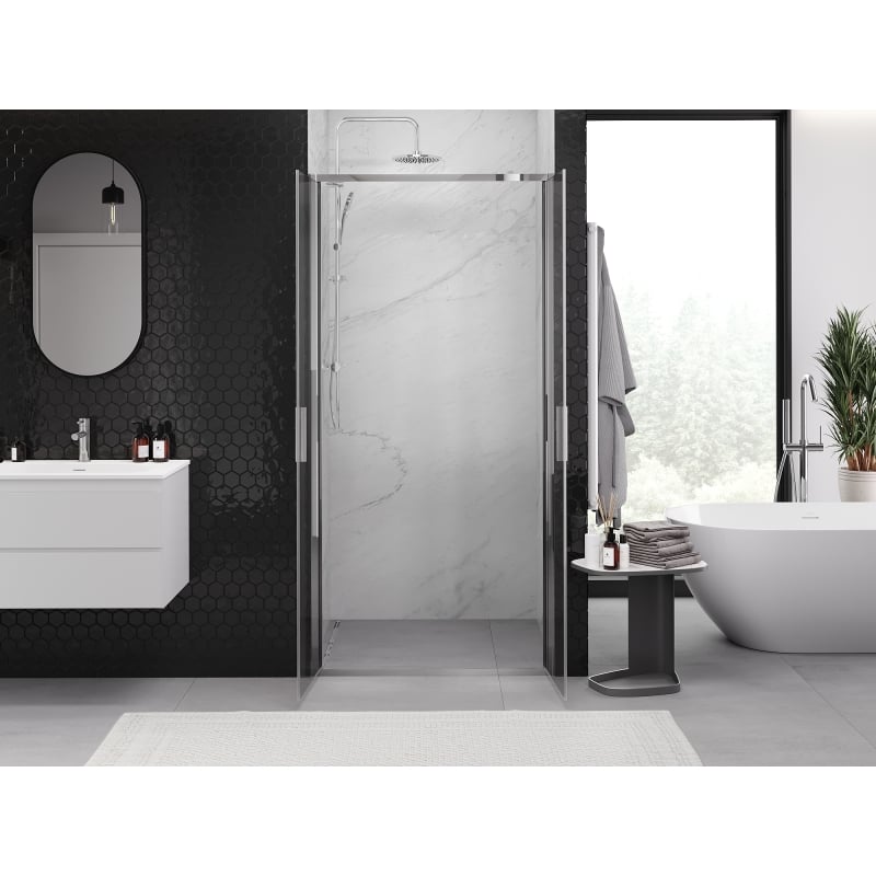Mexen Exo-B Duo Doppelflügeltür für Dusche 110 cm, transparent, Chrom - 814-110-000-01-00