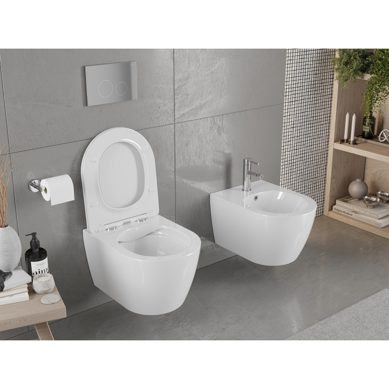 Mexen Carmen WC-Schüssel Rimless mit Slim-Absenkautomatik-Sitz, Duroplast, glänzend weiß - 30880400