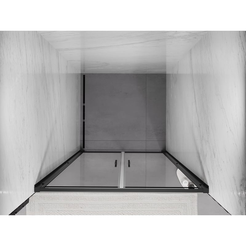 Mexen Exo doppelflügelige Duschwandtür 120 cm, transparent, schwarz - 814-120-000-70-00