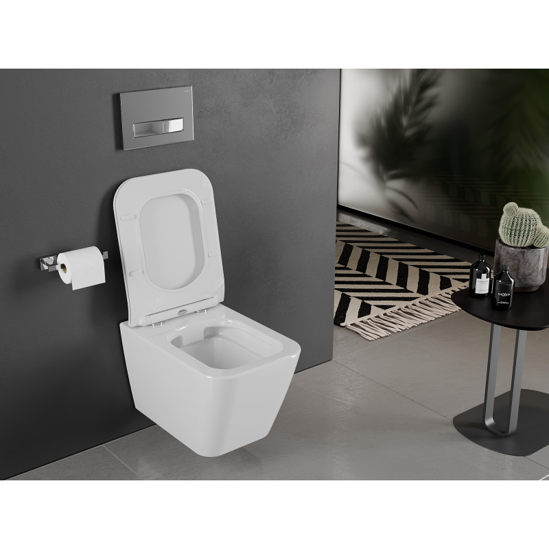Mexen Cube WC-Schüssel Rimless mit Slim-Absenkautomatik, Duroplast, glänzend weiß - 30924000