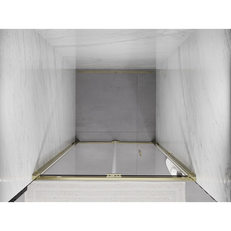 Mexen Exo-F faltbare Duschabtrennung 120 cm, transparent, gold - 816-120-000-50-00