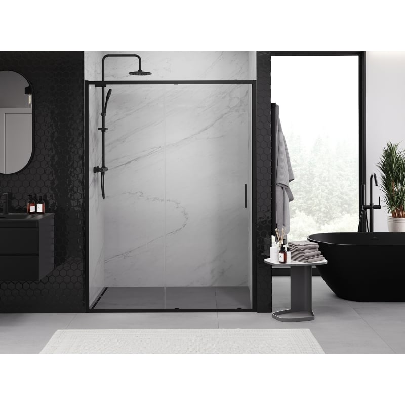 Mexen Exo Schiebetür für Dusche 180 cm, transparent, schwarz - 8151-180-000-70-00