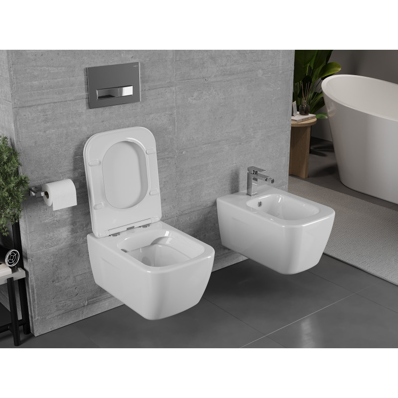 Mexen Margo WC-Schüssel Rimless mit Slim-Absenkautomatik-Sitz, Duroplast, glänzend weiß - 30420900