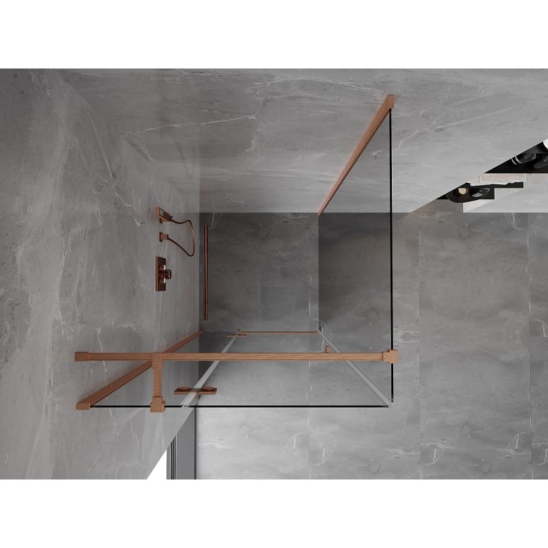 Mexen Mist-H T Duschkabine schwenkbar links 85 x 85 cm, transparent, gebürstetes Kupfer - 8A5T-085-085-65-00-L