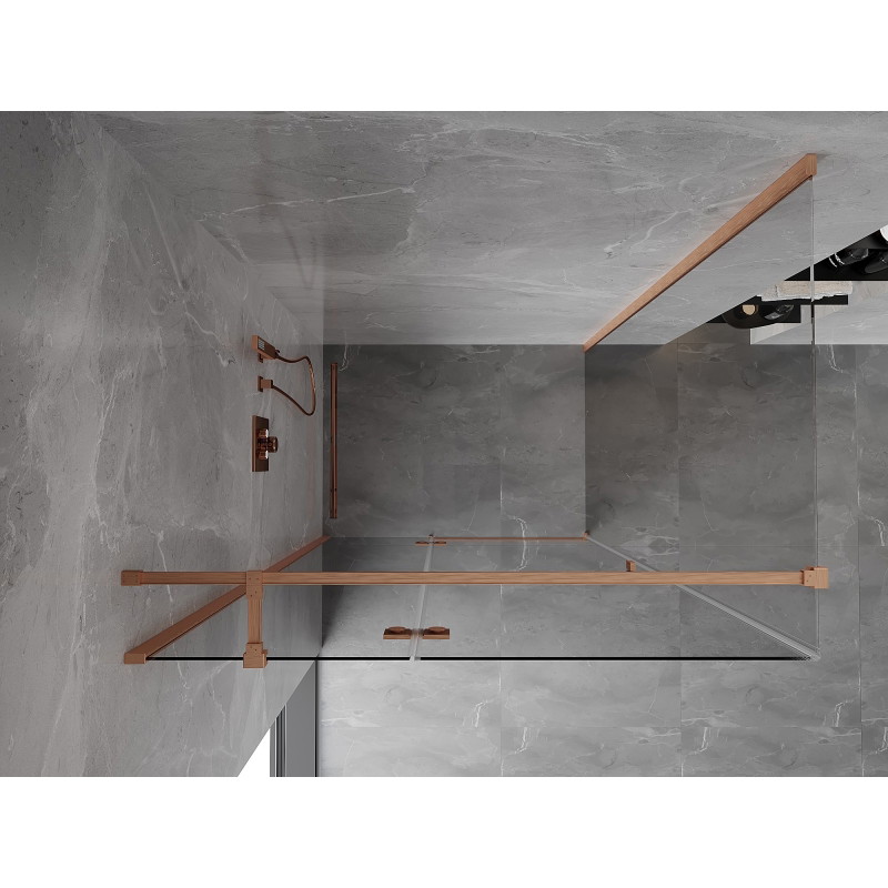 Mexen Mist-H T Duschkabine links schwenkbar 100 x 75 cm, transparent, gebürstetes Kupfer - 8A5T-100-075-65-00-L