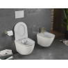 Mexen Lena WC-Schüssel Rimless mit Slim-Absenkautomatik-Sitz, Duroplast, weiß/goldenes Karomuster - 30224009
