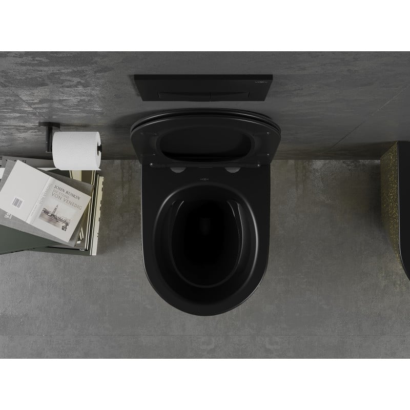 Mexen Lena WC-Schüssel Rimless mit Slim-Absenkautomatik-Sitz, Duroplast, Schwarz Matt/Gold Muster Schuppen - 30224078
