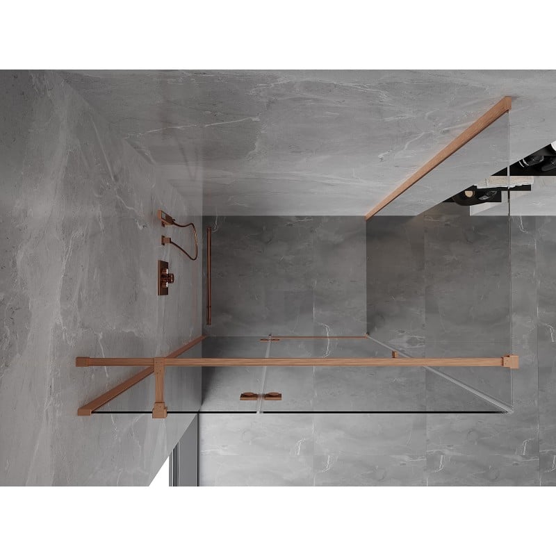 Mexen Mist-H T Duschkabine mit linker Tür 110 x 100 cm, transparent, gebürstetes Kupfer - 8A5T-110-100-65-00-L