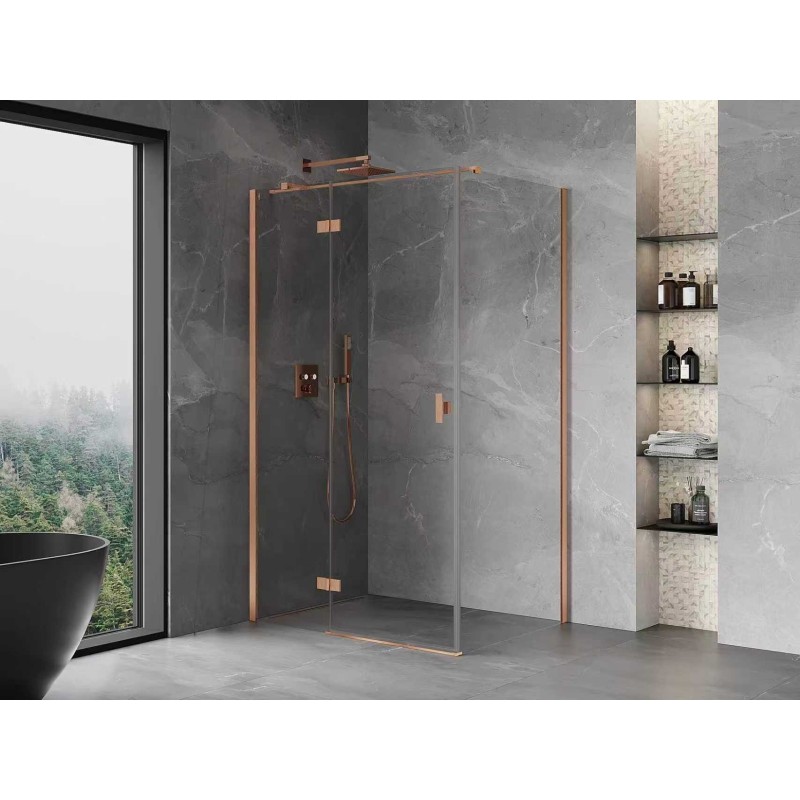 Mexen Mist-H T Duschkabine, links schwenkbar, 105 x 110 cm, transparent, gebürstetes Kupfer - 8A5T-105-110-65-00-L