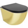 Mexen Lena WC-Schüssel Rimless mit Soft-Close-Slim-Deckel, Duroplast, Schwarz Matt/Gold - 30224076