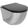 Mexen Lena WC-Schüssel Rimless mit Absenkautomatik Slim, Duroplast, schwarz matt/silbernes Schuppenmuster - 30224072