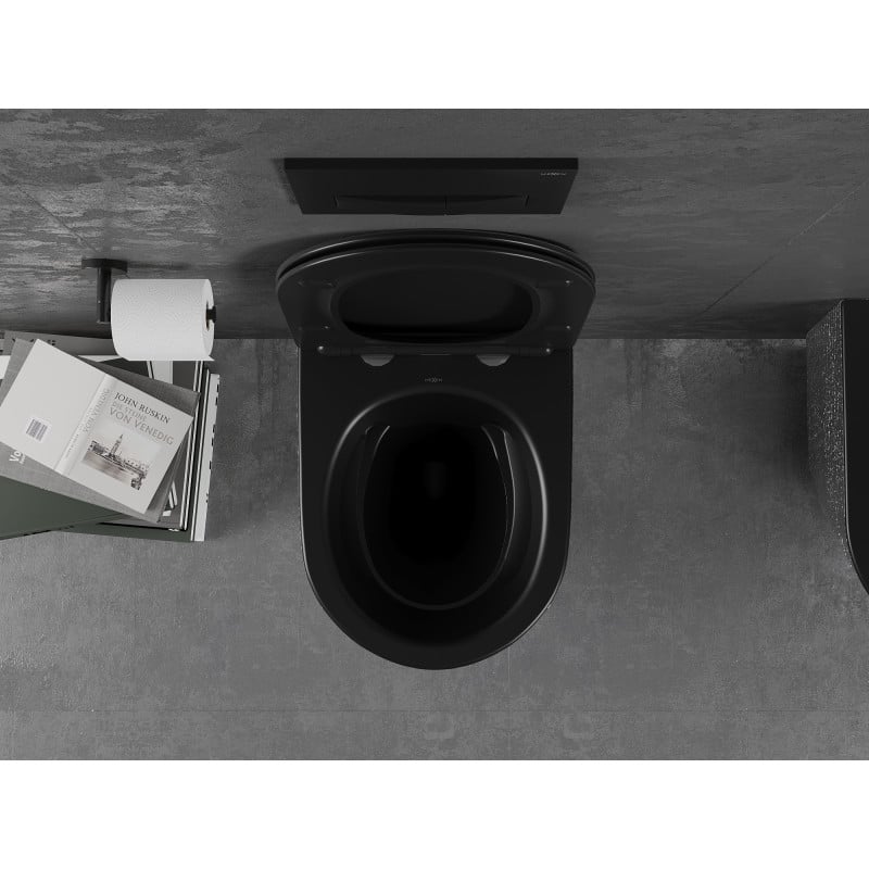 Mexen Lena WC-Schüssel Rimless mit Absenkautomatik Slim, Duroplast, schwarz matt/silbernes Schuppenmuster - 30224072