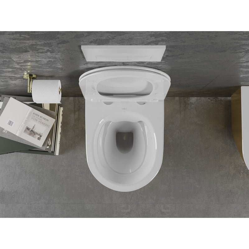 Mexen Lena WC-Schüssel Rimless mit Absenkautomatik Slim, Duroplast, weiß/gold - 30224006