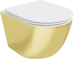 Mexen Lena WC-Schüssel Rimless mit Absenkautomatik Slim, Duroplast, weiß/gold - 30224006