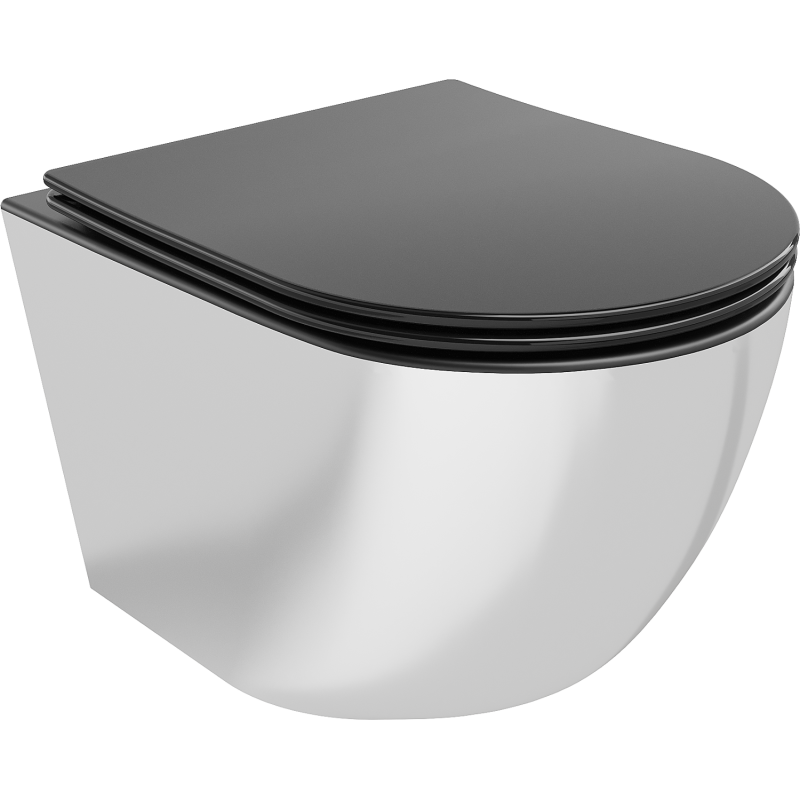 Mexen Lena WC-Schüssel Rimless mit Soft-Close Slim Sitz, Duroplast, Schwarz Matt/Silber - 30224074